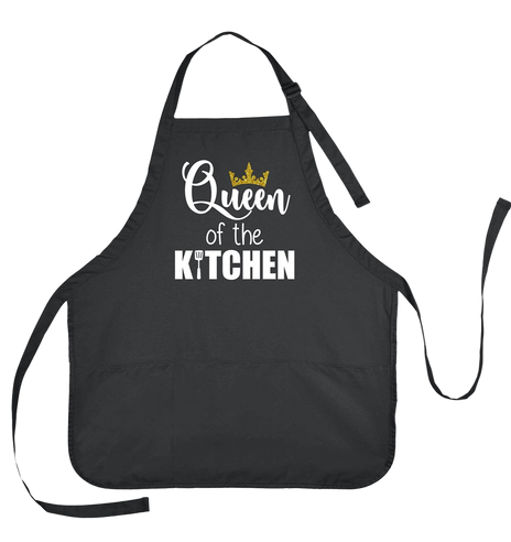 Traditional apron with busy printed pattern